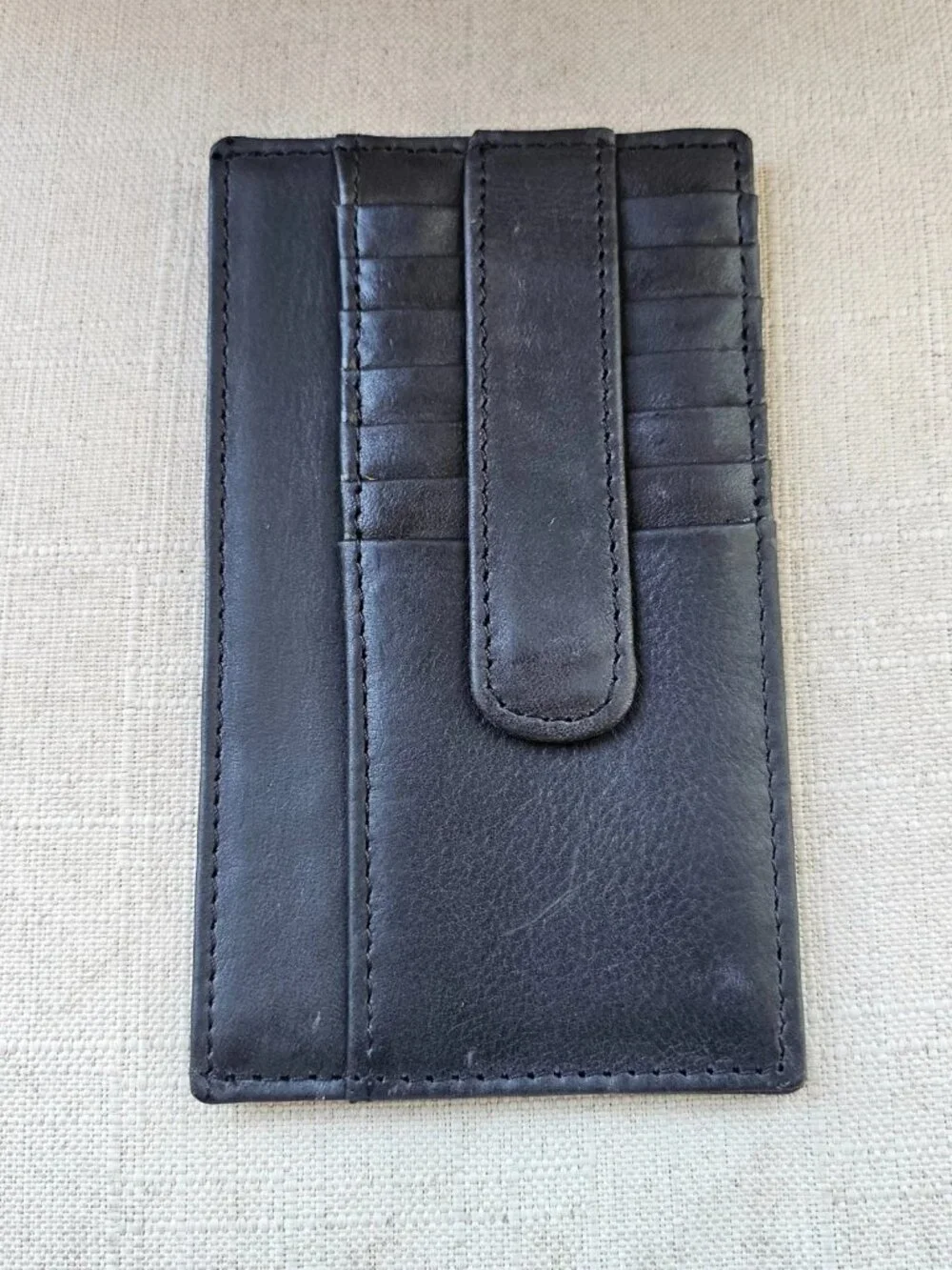 Leather Long Wallet Unisex Card Holder Blak Genuine Leather Handmade Clutch